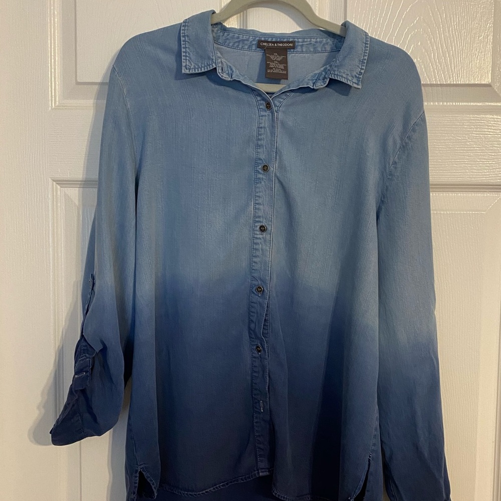 Chelsea & Theodore Ombré Denim Shirt size XL